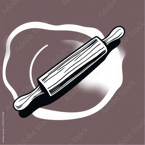 A wooden rolling pin on a pastry mat