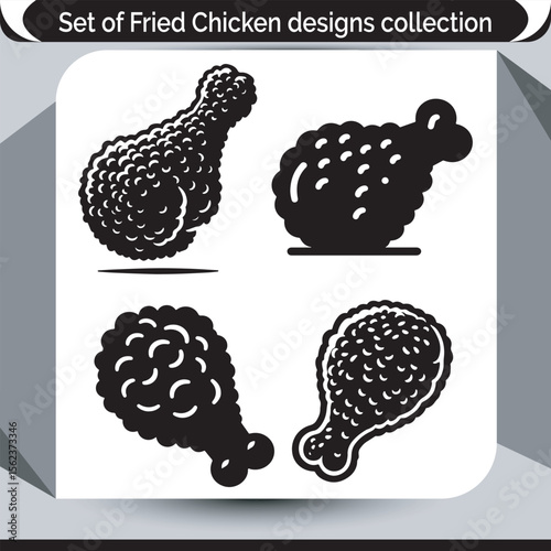 Crispy Fried Chicken Vector Design Collection Delectable Culinary Art Illustrations for Menu