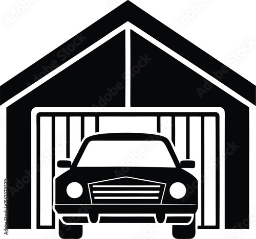 Car in Garage Icon Vector Illustration