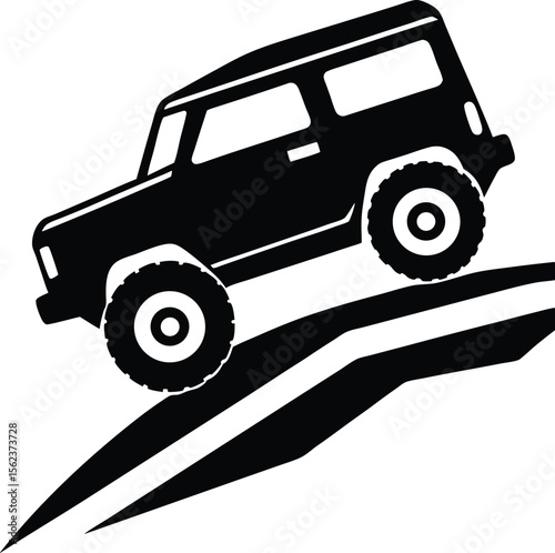 Off Road Vehicle Climbing a Hill silhouette Vector Illustration