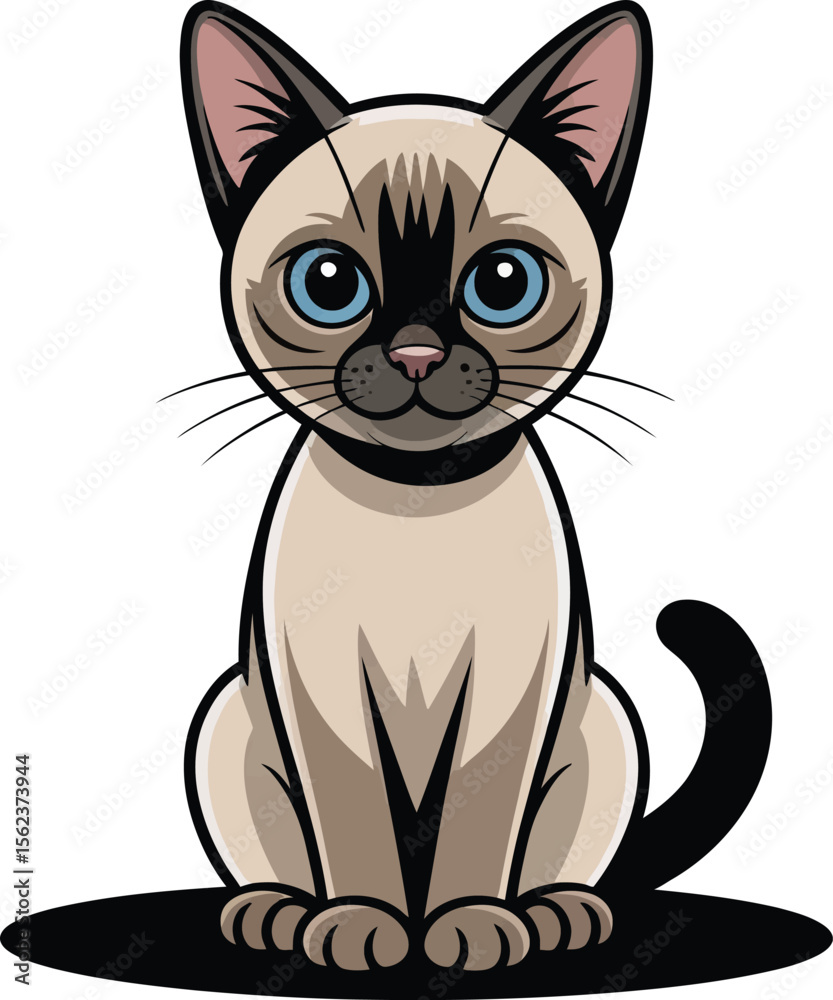 Obraz premium Cute cartoon a illustrator vector Siamese cat