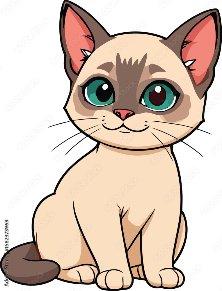 Obraz premium Cute cartoon a illustrator vector Siamese cat
