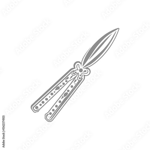 Detailed Illustration of a Butterfly Knife