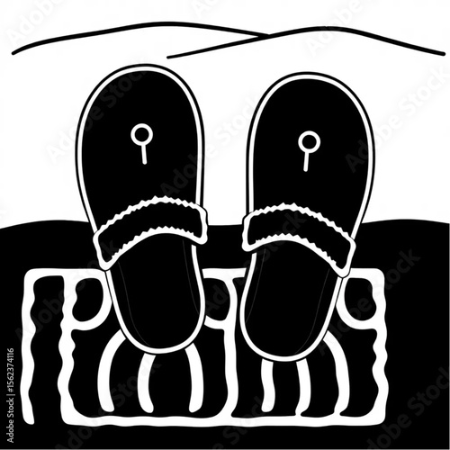 A pair of slippers on a bedroom rug