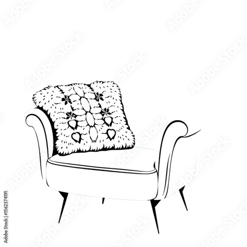A woollen cushion on a reading chair