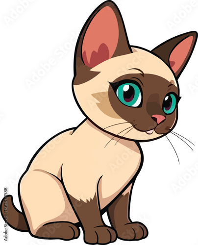 Cute cartoon a illustrator vector Siamese cat