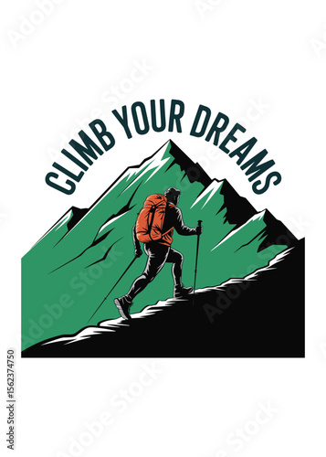 Mountain Climbing Day Typography T-Shirt Design