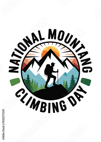 Mountain Climbing Day Typography T-Shirt Design