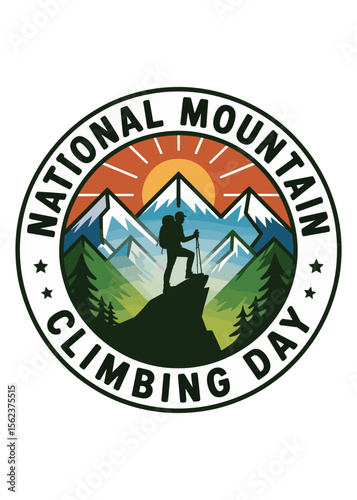 Mountain Climbing Day Typography T-Shirt Design