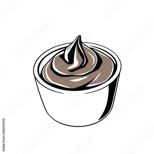 A ceramic ramekin with chocolate mousse