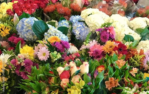 Colorful Grocery Store Flower Display