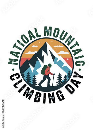 Mountain Climbing Day Typography T-Shirt Design