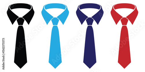 A Set of Ties Flat Style. Business formal work wear concept vector art.Tie flat vector icon design isolated on white background