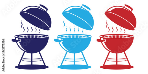 Barbeque grill icons. Vector bbq and grilling symbols, brazier and roaster silhouettes.grill vector icon illustration, BBQ Grill symbol. isolated on white background,
