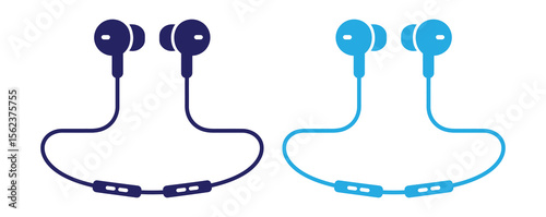 Headphones red white background as separate technologies.vector set of headphone and earpiece