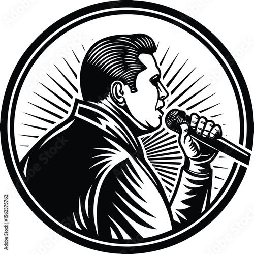 Black and white vector cartoon illustration of a person with a sword or baseball bat, protection, guard, fantasy, power, icon, bold