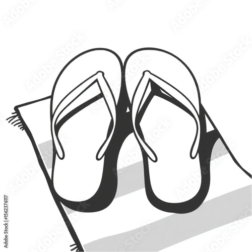 A pair of flip-flops on a beach towel