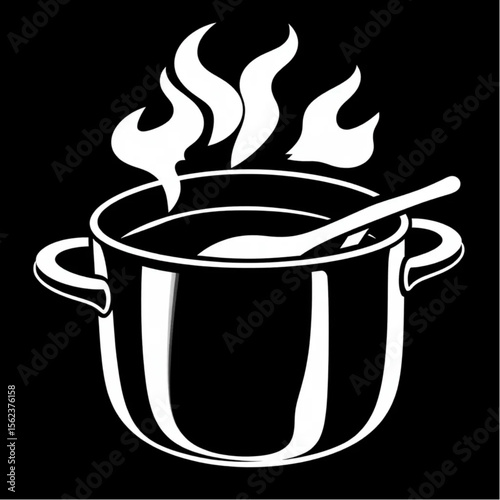 A wooden spoon in a stew pot