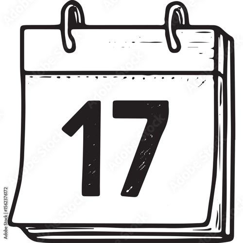Drawn calendar showing date 17, great for planning designs