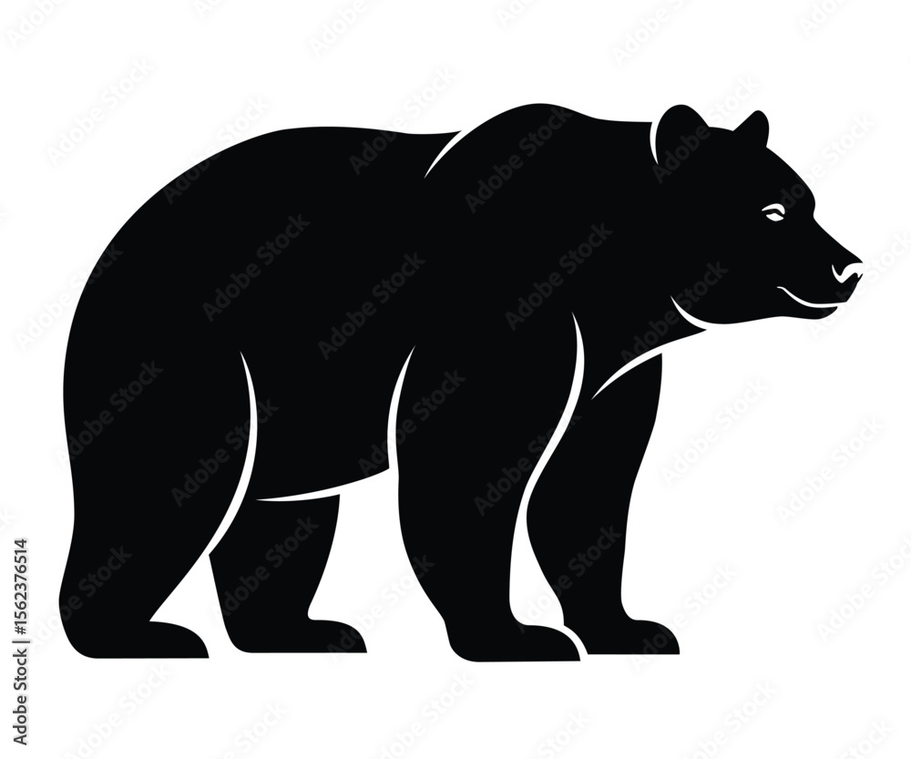 Obraz premium Black bear standing silhouette, a powerful and majestic animal icon for wilderness, nature, wildlife, or outdoor adventure branding.