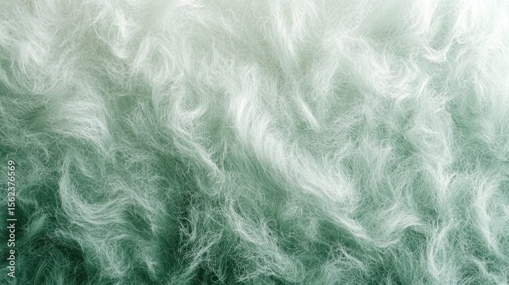 Fototapeta premium Green and white textured fabric, soft, close-up, gradient background, design