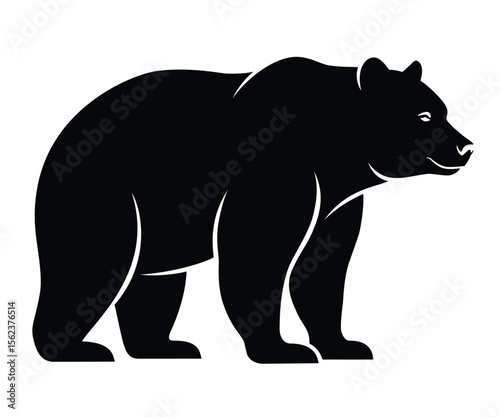Black bear standing silhouette, a powerful and majestic animal icon for wilderness, nature, wildlife, or outdoor adventure branding.