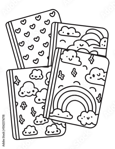Cute Kawaii Coloring Pages – Fun and Easy Printable Line Art for Kids and Adults, Kawaii Fun Coloring Sheets, Simple and Sweet Line Art for Relaxation, Print