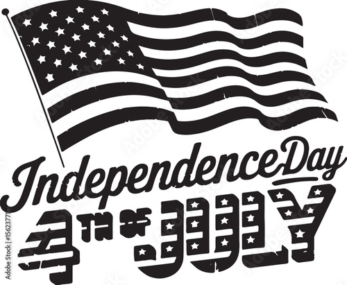 4th of July American Independence Day with USA Flag and Patriotic Text Illustration Design.

