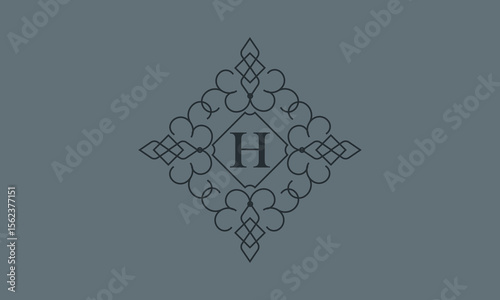 Wallpaper Mural Classic ornament with letter H. Design elements for invitations, company branding, business, sign, heraldry, etc. Vector floral monogram. Torontodigital.ca