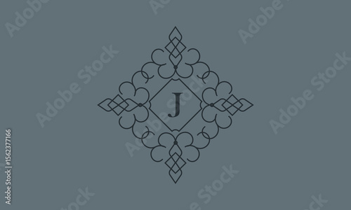 Classic ornament with letter J. Design elements for invitations, company branding, business, sign, heraldry, etc. Vector floral monogram.
