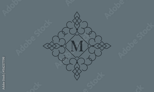 Classic ornament with letter M. Design elements for invitations, company branding, business, sign, heraldry, etc. Vector floral monogram.