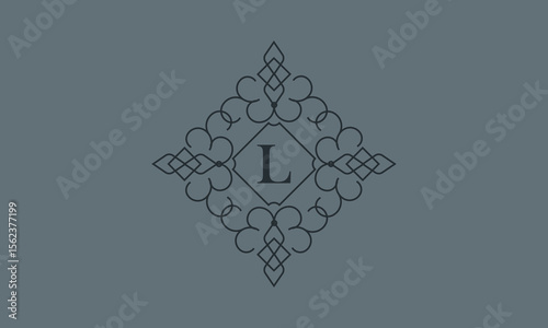 Classic ornament with letter L. Design elements for invitations, company branding, business, sign, heraldry, etc. Vector floral monogram.