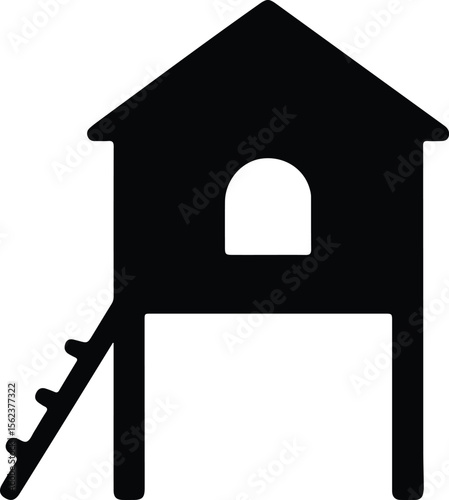 Silhouette Chicken coop simple vector Illustrator