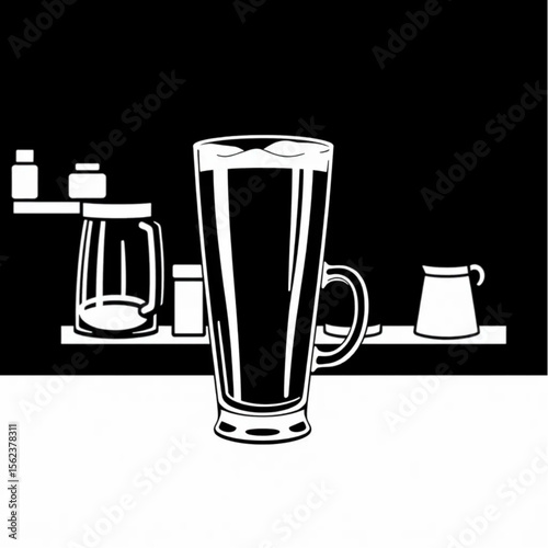 A glass of cold brew coffee on a café counter
