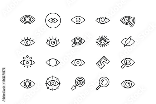 Eye Icons Set Vision and Perception Symbols Outline Vector Illustration