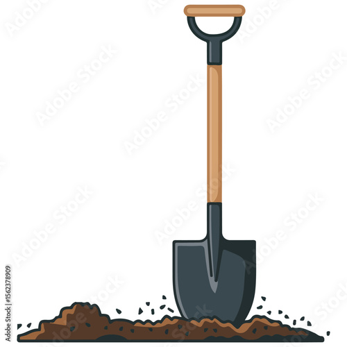Gardening shovel with plant seedling isolated vector illustration on white background