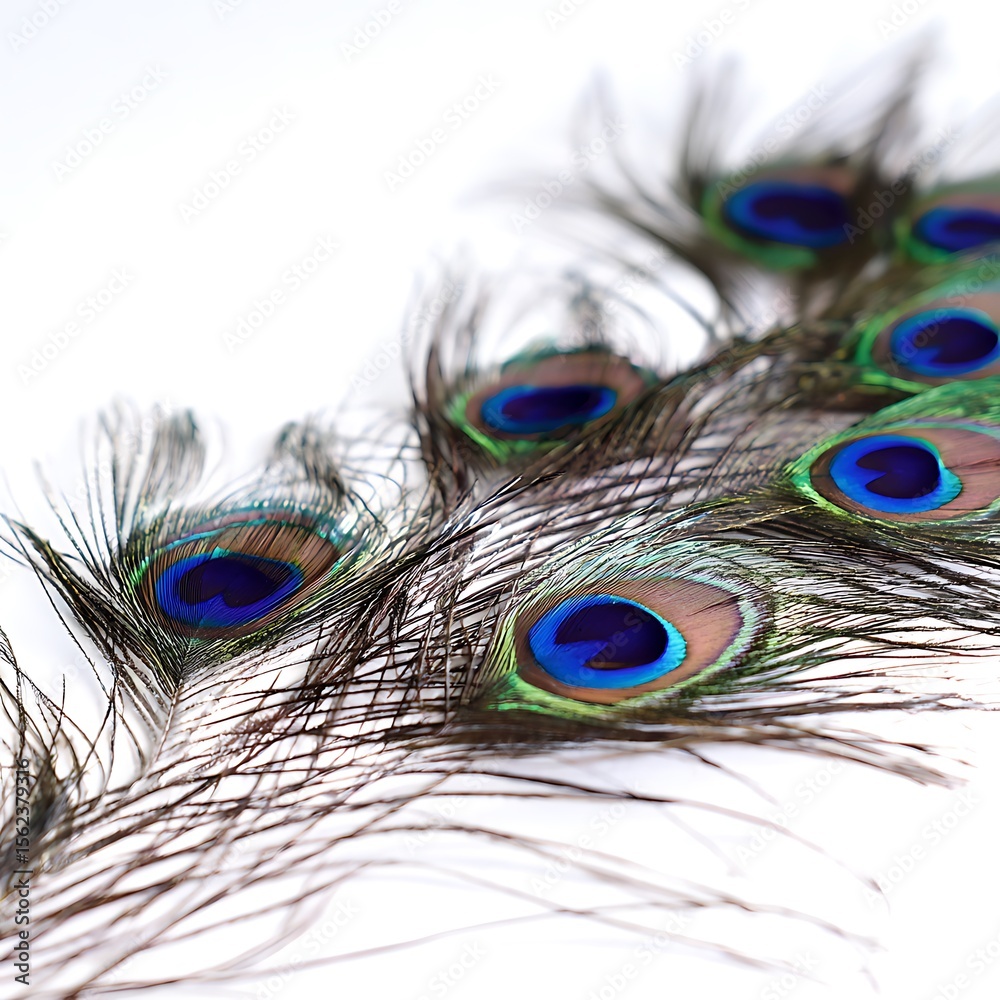 Obraz premium Peacock feathers on white background