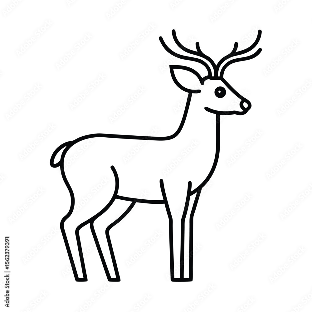 Obraz premium reindeer line vector illustration