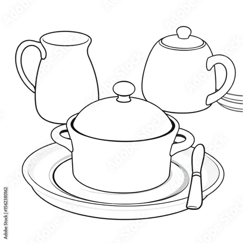 A ceramic butter dish on a breakfast tray