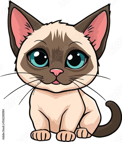 Cute cartoon a illustrator vector Siamese cat