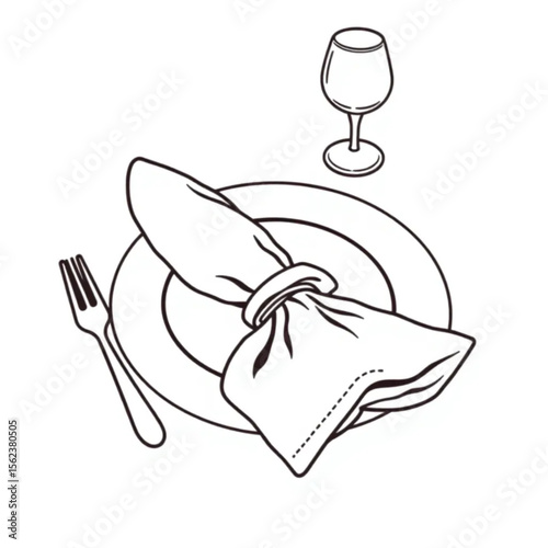 A linen napkin ring on a dinner setting