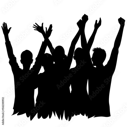 Friends Cheering Silhouette Art