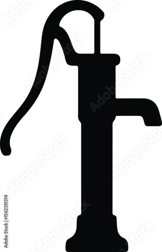 Silhouette old fashioned water pump isolated vector Illustrator