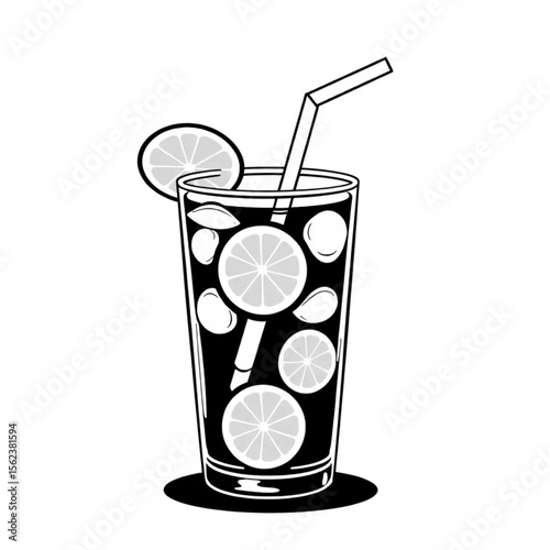 A glass of lemonade with a paper straw