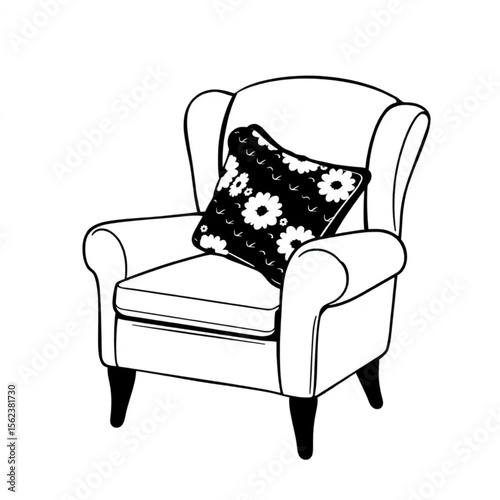 A woollen cushion on a reading chair