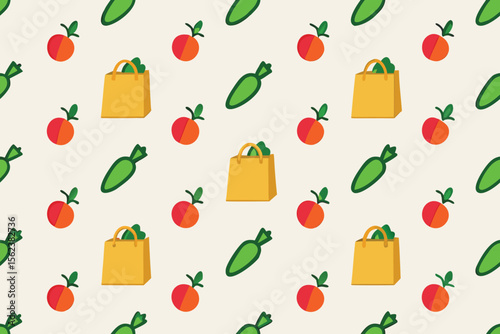 Fresh Vegetables Pattern Colorful Produce Spilling from a Bag