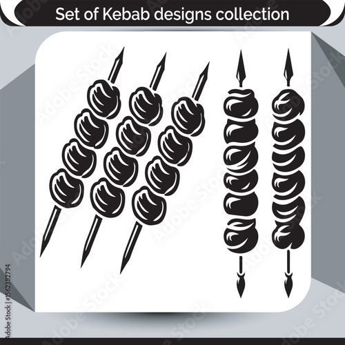 A Set of Kebab Designs Collection A Variety of Delicious Grill Based Meals on Skewers Ready to Be Served
