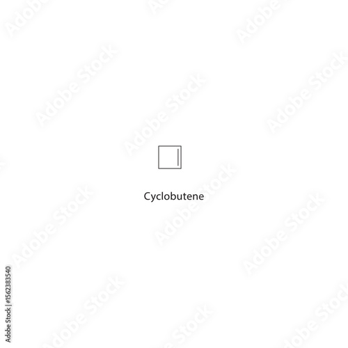 Cyclobutene skeletal structure. cyclic hydrocarbon compound schematic illustration. Simple diagram, chemical formula.