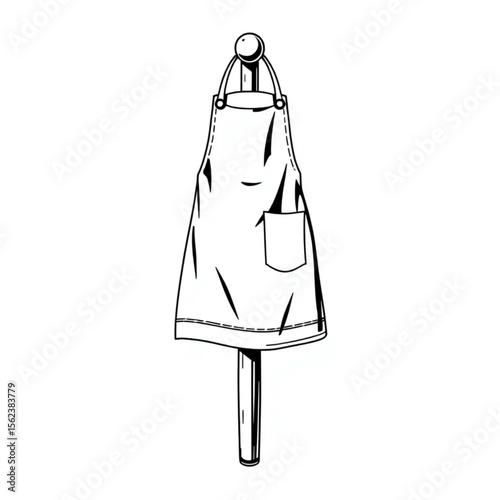 A linen apron on a kitchen peg