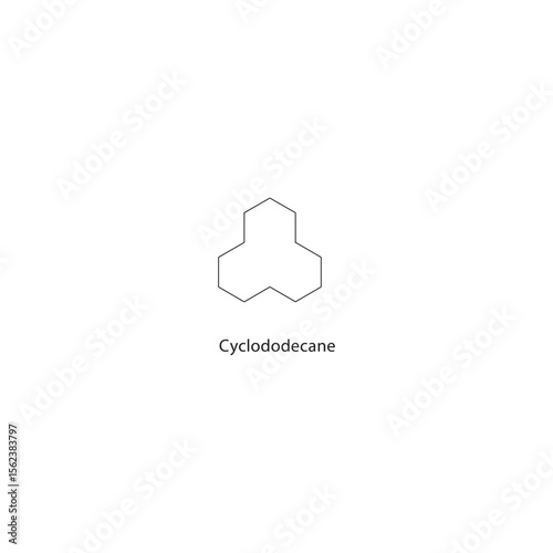 Cyclododecane skeletal structure. Aliphatic hydrocarbon compound schematic illustration. Simple diagram, chemical formula.